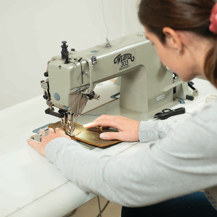 Weaver 303 Leather Sewing Machine, Complete with Stand & Servo Motor, in use