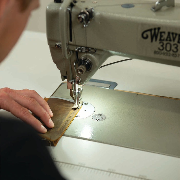 Weaver 303 Leather Sewing Machine, Complete with Stand & Servo Motor, sewing leather, front