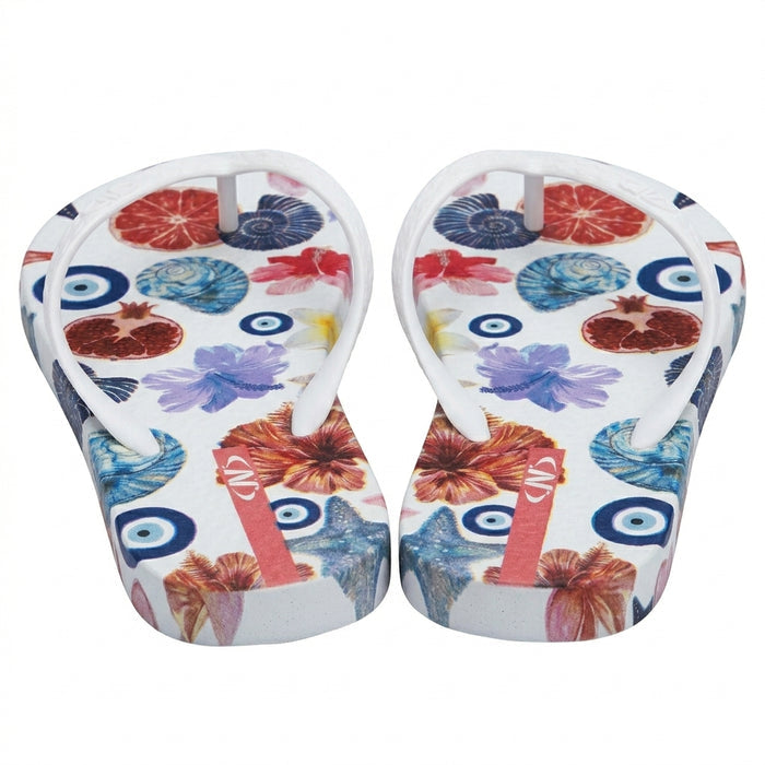 Women Floral And Evil Eye Print Flip Flop Slipper