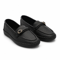 Women Textured Loafers With Metal Buckle