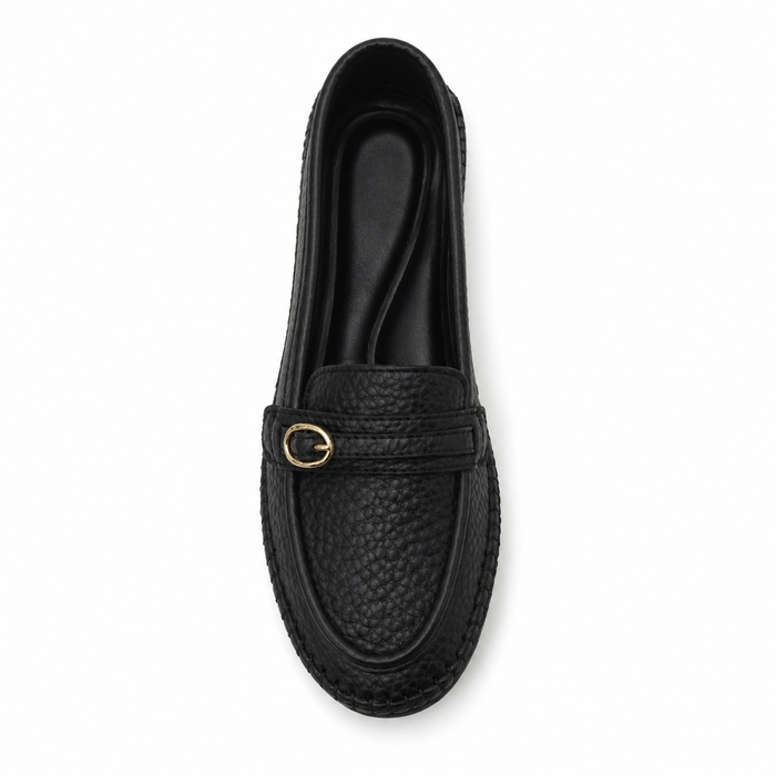 Women Textured Loafers With Metal Buckle