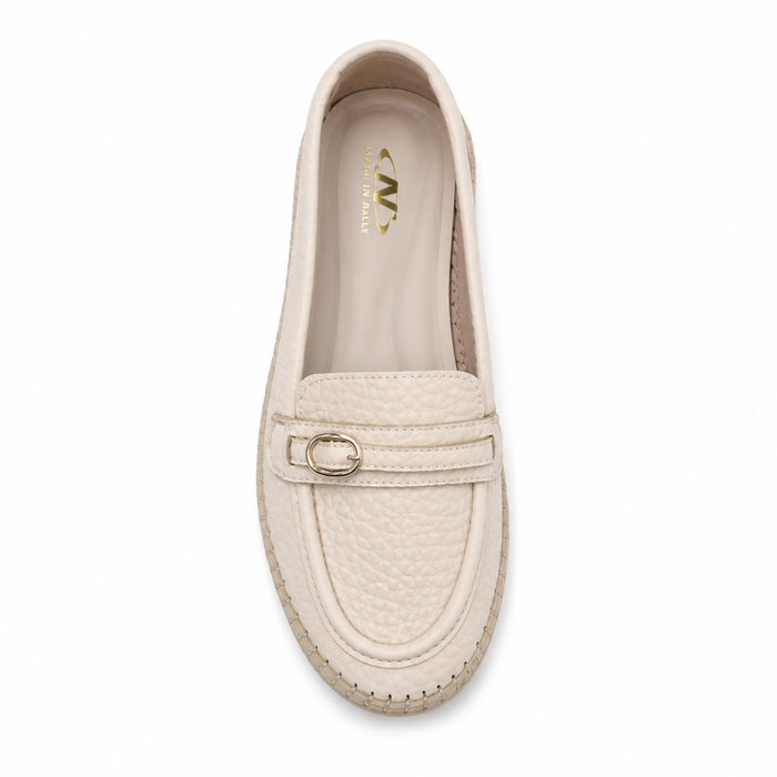 Women Textured Loafers With Metal Buckle